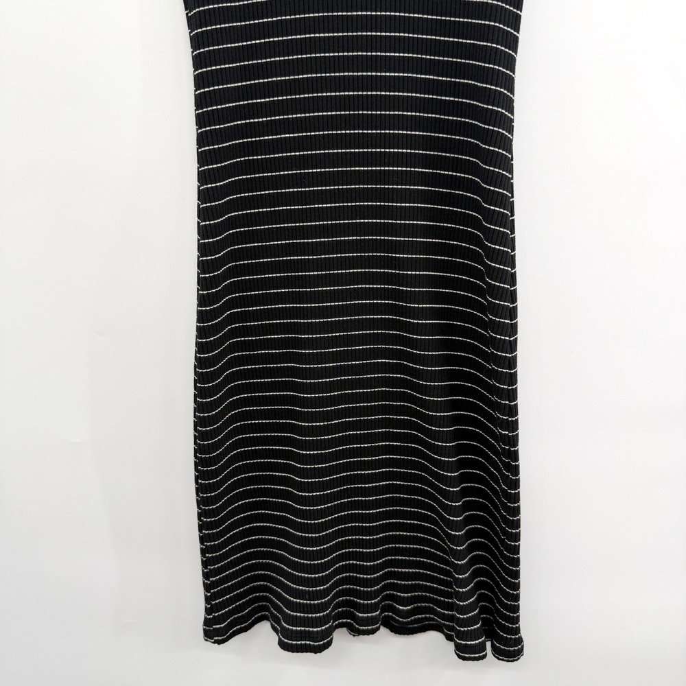 Reformation Bobbie Ribbed Knit‎ Sleeveless Mock Neck Dress in Black Stripe Small - Picture 7 of 10